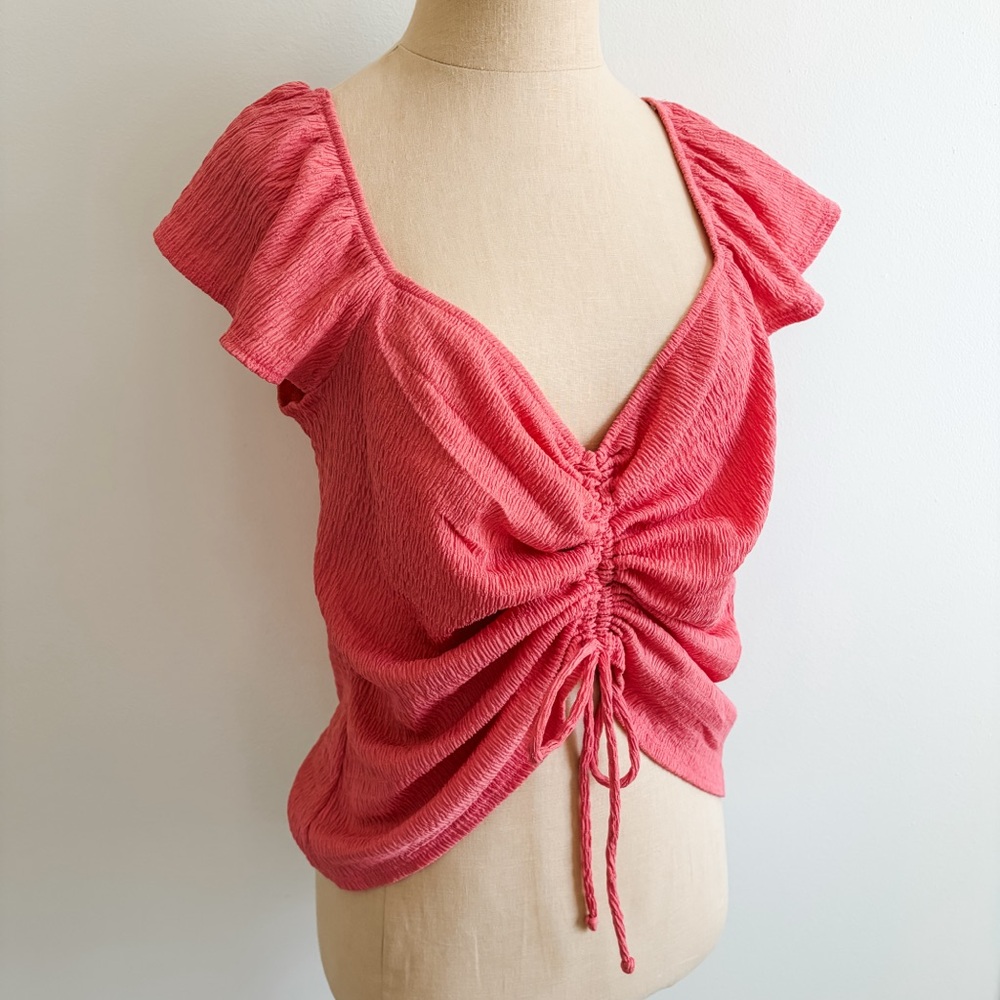 A. Byer Coral Ruched Top - Picture 3 of 10